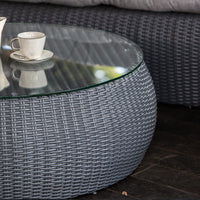 Outdoor Wicker Lounge Set. Includes 2 armchairs, sofa and coffee table