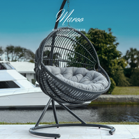 MAROO Outdoor Hanging Egg Swing Chair In Graphite Wicker