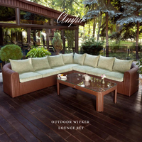 Sectional Wicker Lounge Set - 6 Seat. Includes 2 Sofas, Corner Module And Table. Available in 4 Fabric Colors.