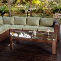 Sectional Wicker Lounge Set - 6 Seat. Includes 2 Sofas, Corner Module And Table. Available in 4 Fabric Colors.