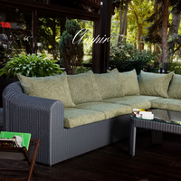 Sectional Wicker Lounge Set - 6 Seat. Includes 2 Sofas, Corner Module And Table. Available in 4 Fabric Colors.