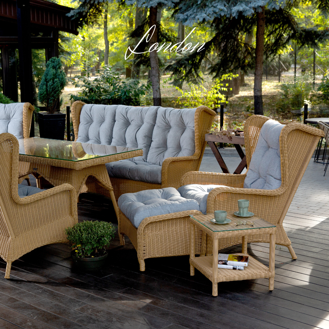 LONDON FAMILY. 8 Person Outdoor Dining & Lounge Set In Milky Beige Wic – Terico