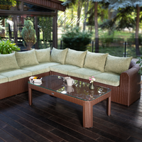 Sectional Wicker Lounge Set - 6 Seat. Includes 2 Sofas, Corner Module And Table. Available in 4 Fabric Colors.