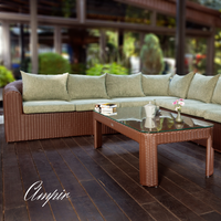 Sectional Wicker Lounge Set - 6 Seat. Includes 2 Sofas, Corner Module And Table. Available in 4 Fabric Colors.