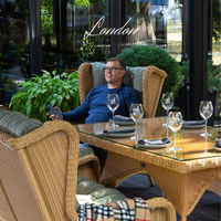 LONDON Outdoor Wicker Table. Beige Color