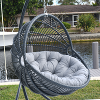 MAROO Outdoor Hanging Egg Swing Chair In Graphite Wicker