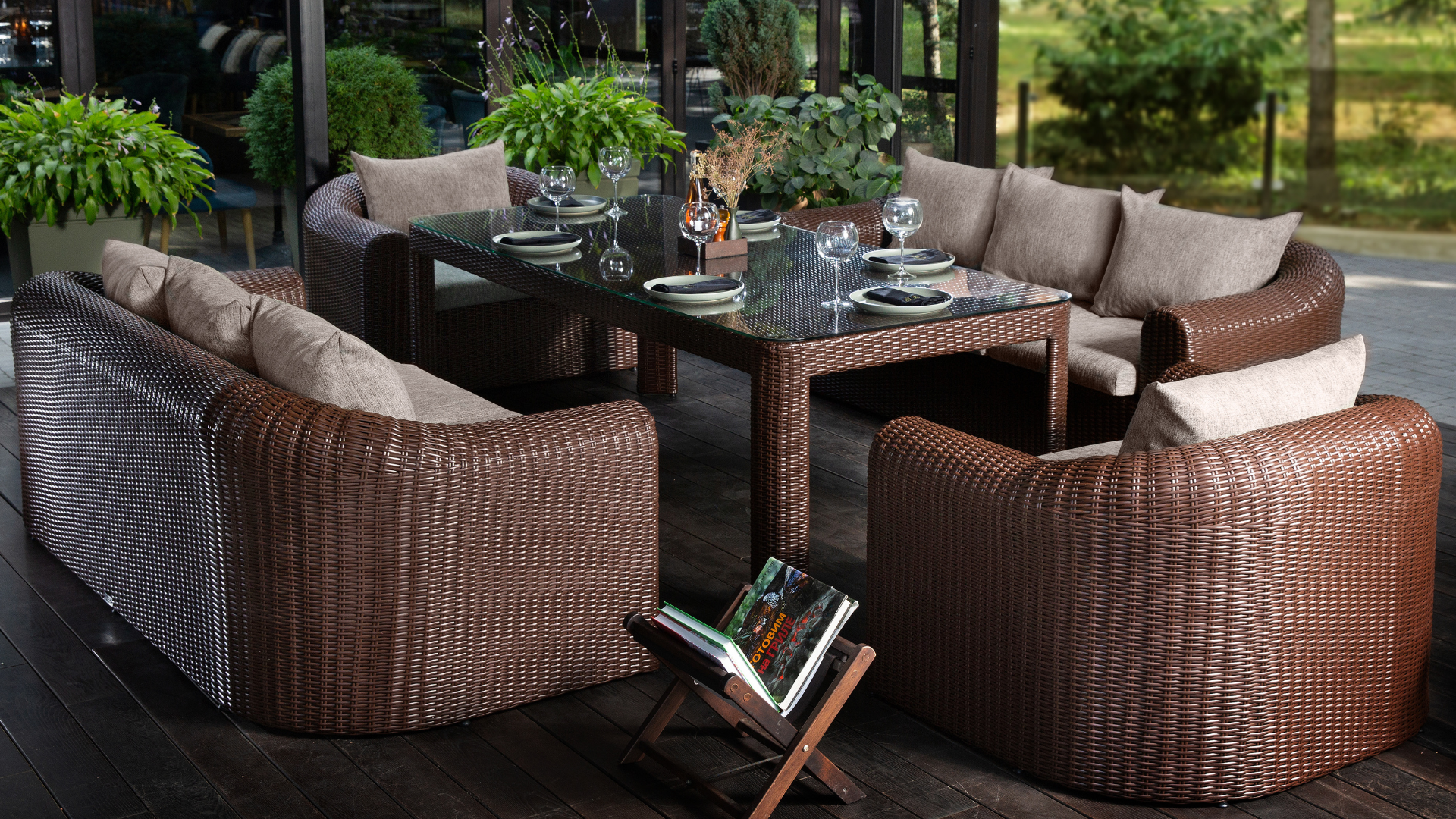 Load video: Wicker Outdoor Set