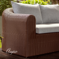 Outdoor Wicker Conversation Set - 8 Seat. Includes 2 Sofas, 2 Armchairs And Table. Available in 4 Fabric Colors.