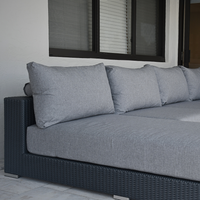 LA VIDA RELAX. Sectional Wicker Lounge Set. Includes 5 Modules, 5 Mattresses, 6 Big Cushions, 6 Roll Cushions And Table