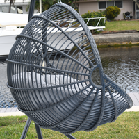 MAROO Outdoor Hanging Egg Swing Chair In Graphite Wicker