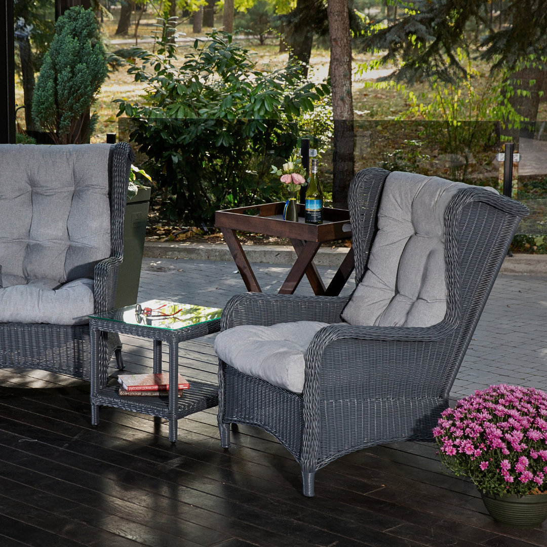 Wicker Lounge Set Graphite Gray